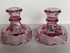 Set of Fenton Glass Candle Holders Cranberry