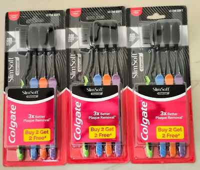 12 Stück Colgate Slim Soft Charcoal Zahnbürste 17x schlankere Borsten mit wei...