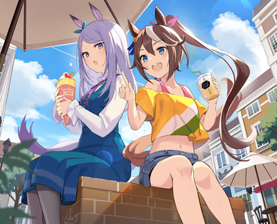 Anime girls art 2d cat ears belly button uma musume CCG Gaming Mat Desk