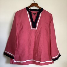 Talbots 100% Linen Nautical Popover Tunic Top...