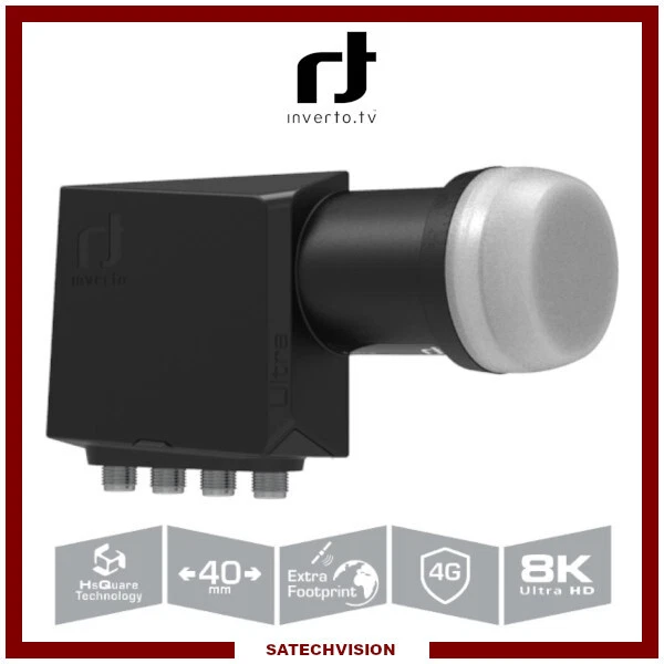 LNB Quad Inverto Ultra 0,2 dB Gain 70 dB Tête 4 Sorties Full HD 3D UHD 4K & 8K - Photo 1/1
