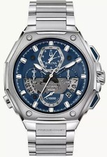Image of BULOVA Precisionist Chronograph Quartz Blue Dial Men's Watch 96B349