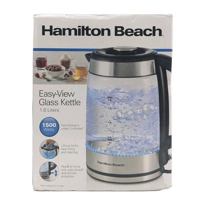 Hamilton Beach Easy-View Glass Electric Tea Kettle / Water Boiler | 1.8 L | New