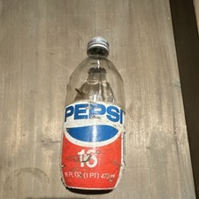 Pepsi Soda Advertising Bottle 16 fl oz (473 ml) Red White Blue Label