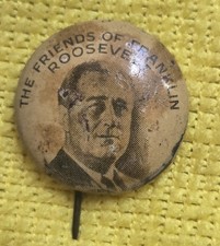 Franklin D. Roosevelt Eleanor Roosevelt Political Metal Button United States