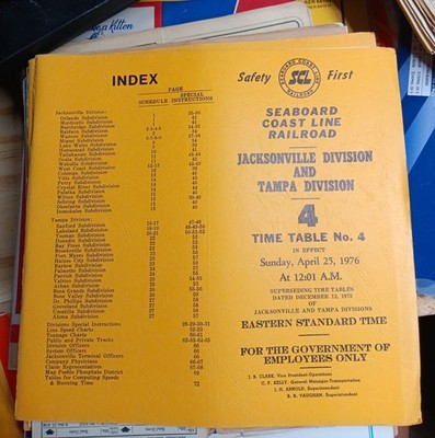 Railroad Employee Timetable SEABOARD COAST LINE SCL April 25, 1976 #4