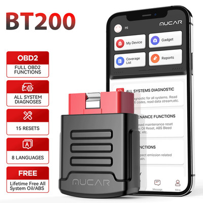 MUCAR BT200 OBD2 Scanner All System Diagnostic Tool 15-Services ABS Oil Resets