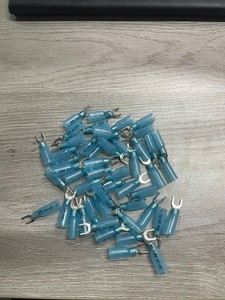 50pcs 3/8" Eyelet Ring Terminals 16-14AWG Blue Heat Shrink Wire Crimp Connectors