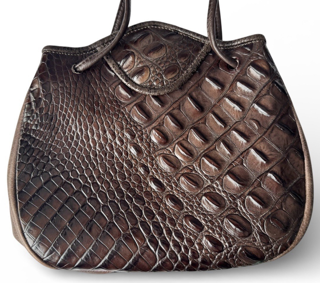 Vintage Jo Ann Page Shoulder Bag Genuine Alligator and Cow Full Grain Leather View 4