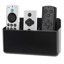 3 Slot Adjustable Remote Control Holder Wall Mount Adhesive Organizer Black