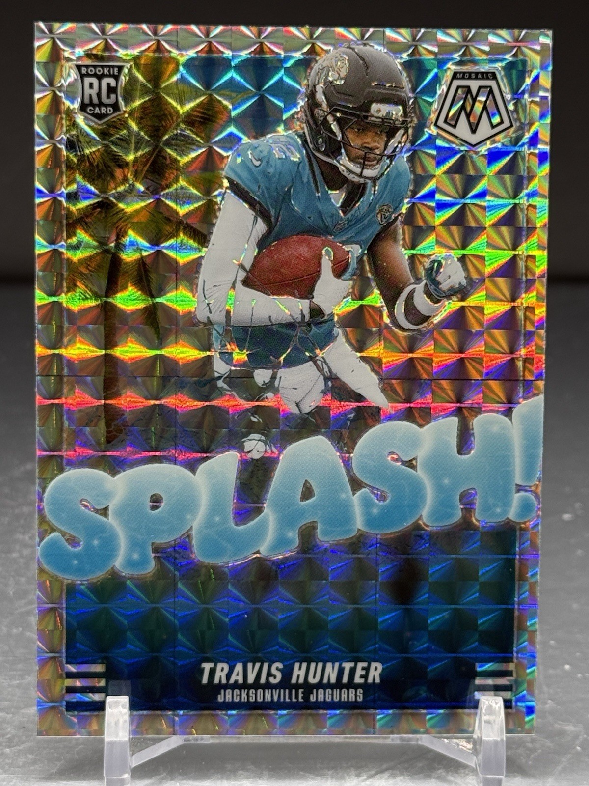 2025 Panini Mosaic Travis Hunter Rookie Silver Prizm Splash SP #16 Jaguars (RC)