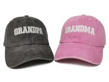 Embroidered Matching Grandpa Grandma Hats for Men Women, Black  Pink Embroid...