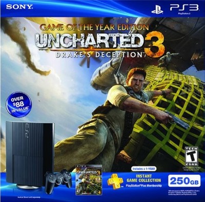 Sony PlayStation PS3 250 GB Uncharted 3 Very Good 5Z