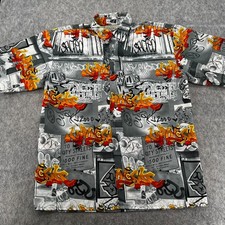 Up Ro's Button Down Shirt Grafitti Los Angeles Priso AOP L