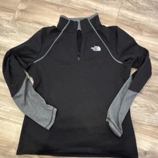 The North Face Women's L Colorblock 1/4 Zip Mock Neck Sweatshirt Black/Gray