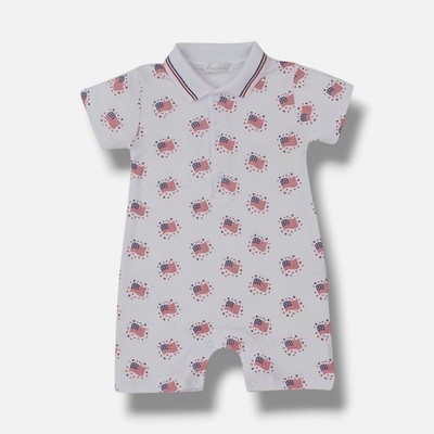 Kissy Kissy Baby Boys' White American Flag Print Short Playsuit Size 0-3 Months
