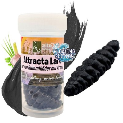 Zite Fishing Attracta Larv Schwarz Floating Edition Knoblauch 3,5 cm 8 Stück