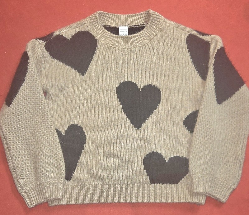 🌟 Girls Carter’s Tan Heart Knit Pullover Sweater Size 10/10A