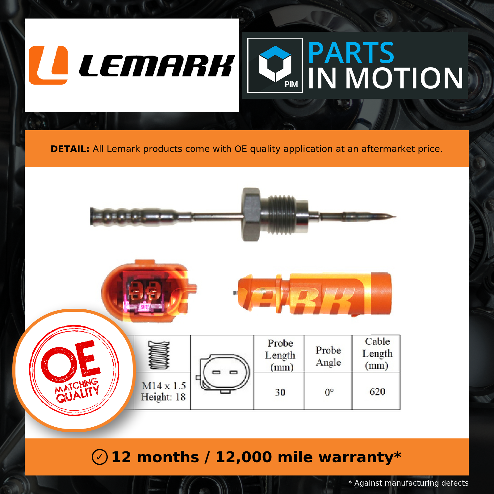 Exhaust Temperature Sensor fits SKODA SUPERB Mk3 1.6D After DPF 2015 on Lemark - Image 13