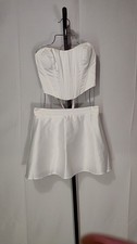 Lulus White Taffeta Bustier Mini Dress Set L
