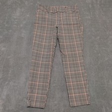Old Navy Pixie High Rise Plaid Pants Women's Size 2 Black Red Tan Skinny