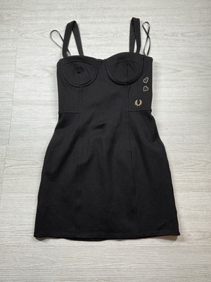 Fred Perry X Amy Winehouse Bodycon Bustier Mini Schwarz Größe 8 Gebraucht Sehr Gut