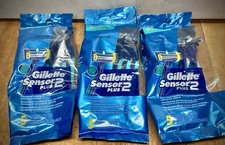 Gillette Sensor 2 Plus, Pivoting Head Disposable Razors - 3 Packs, 15 Razors