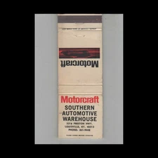 Matchbook Cover Motorcraft Southern Automotive Warehouse Louisville KY