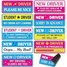 9 Pcs Funny New Driver Magnet Pink Student Driver Stickers Magnet for Car