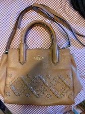 kate spade new york Medium Brown Pebbled Satchel, Detachable Strap, Gold