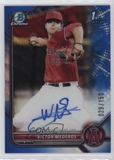 2022 Bowman Draft Chrome Pick Blue Wave Refractor /150 Victor Mederos Auto 13in