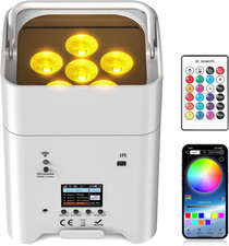 9600Mah Wireless Uplights, 6X18W RGBWA UV Stage Lights, APP/DMX512 Controlled Pa
