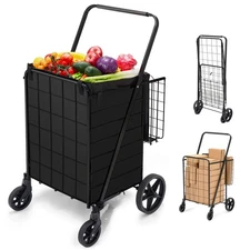 HABUTWAY Grocery Cart on Wheels with Removable Liner, Folding Shopping Cart,H...