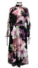 Monsoon Floral Maxi Dress & Slip Black Multicolour UK 10 Wedding Occasion New