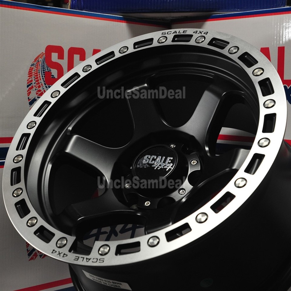 17x9 6x139.7 6x5.5 -25 OFFSET SCALE 4x4 S03 BLACK MACHINE 6 SPOKES ...