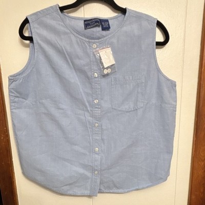 Susquehanna Trail Outfitters Women's Light Blue Sleeveless Cotton Blouse M