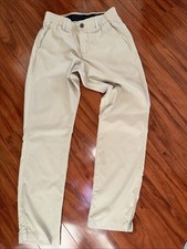 Under Armour Match Play Pants Men's Showdown Grip Waist Beige Stretch 30/32