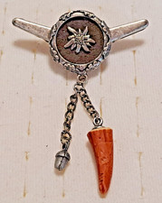 730-traditional clamp for the shirt collar with Edelweiss + acorn silver plated