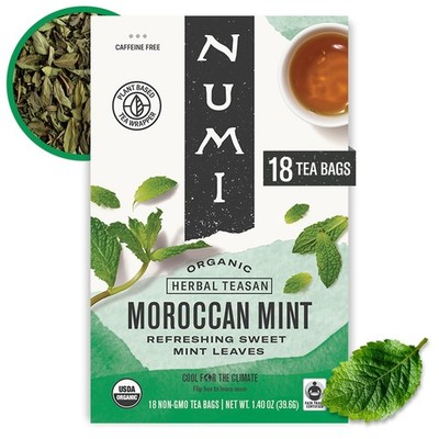 Numi Organic Moroccan Mint Tea | 18 Herbal Tea Bags | Caffeine Free