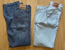 Pantalones de mezclilla Levis para mujer talla 23 ribcage recto tiro alto botón mosca lote de 2