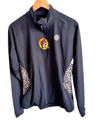 Buc-ees Bucees Women's XL Jacket Quarter Zip Pullover Pocket Leopard Cheetah NWT