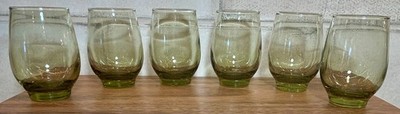 Set of 6 VTG Libbey Glass 6 Oz. Avocado Green Tempo Juice Glasses