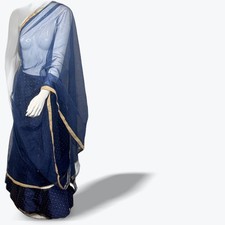 Lehenga Dupatta Set Indian Party Wear Traditional 2 Piece Embellished Tassels XL