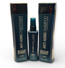 Brazilian Blowout Anti Aging Shampoo, Conditioner Correct Prevent Spray Trio