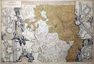 Copperplate engraving war map Rhineland Nicolas de Fer 1689 Koblenz rare
