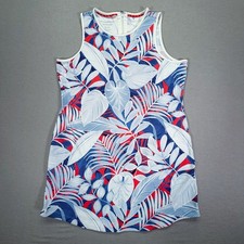 Tommy Bahama Dress Womens XL Blue Red Excellent IslandZone Tropical Palm Mini
