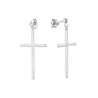Zeeme Silver Ohrring OhrhäNger 925 Sterling Silber Kreuz Glanz Poliert Rhodium