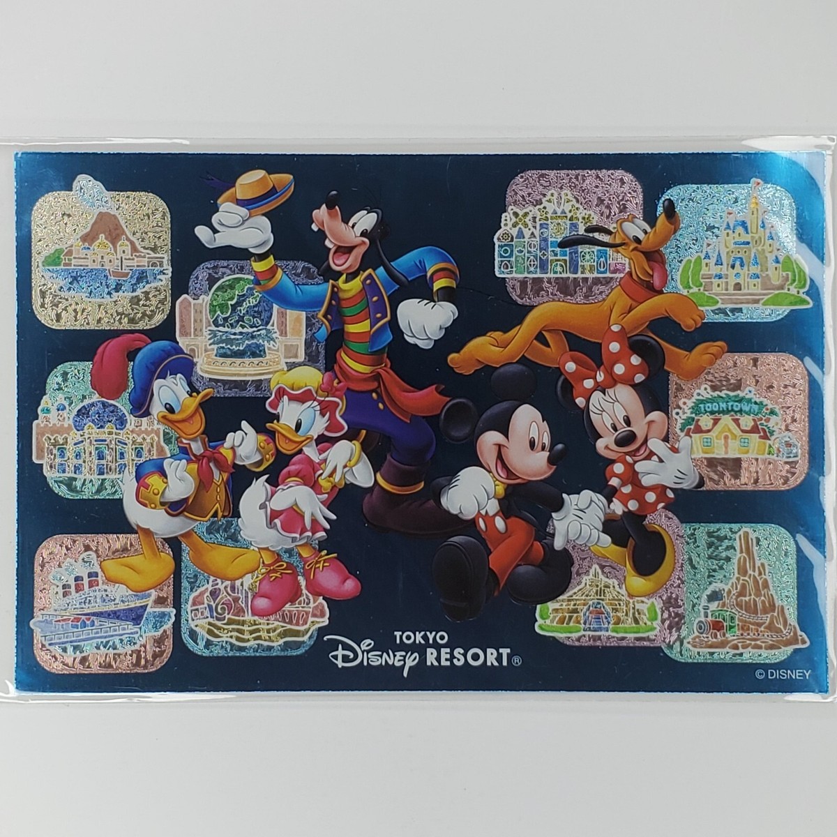 Tokyo Disneyland Foil Postcard Disney Mickey Mouse Donald Duck