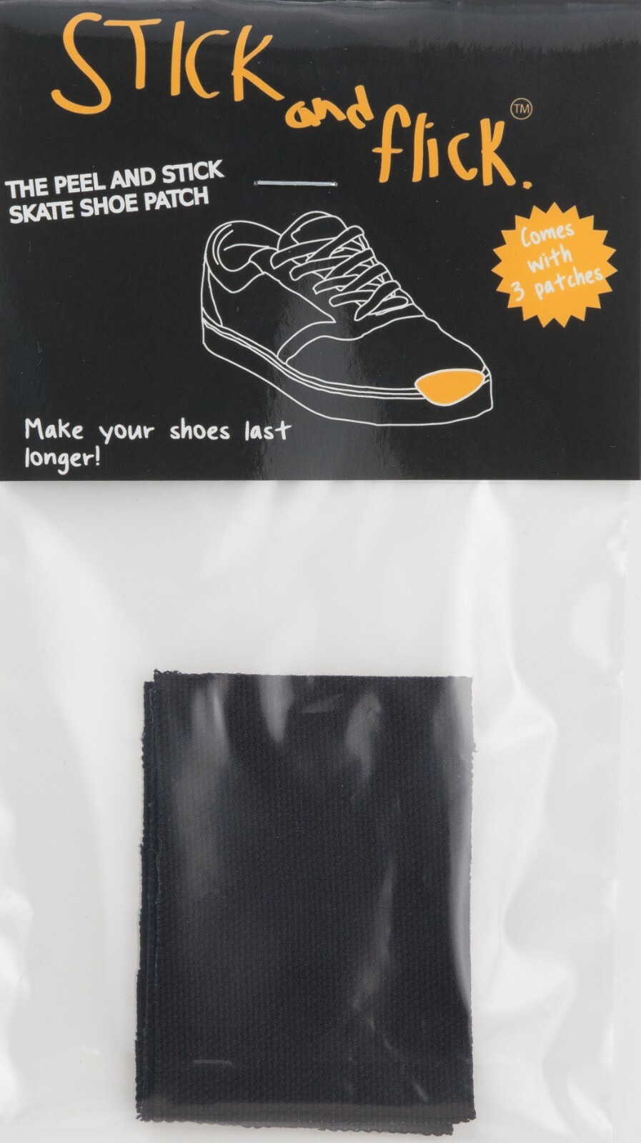 Stick and Flick Patches - Black - Canvas - Skate Shoe Repair