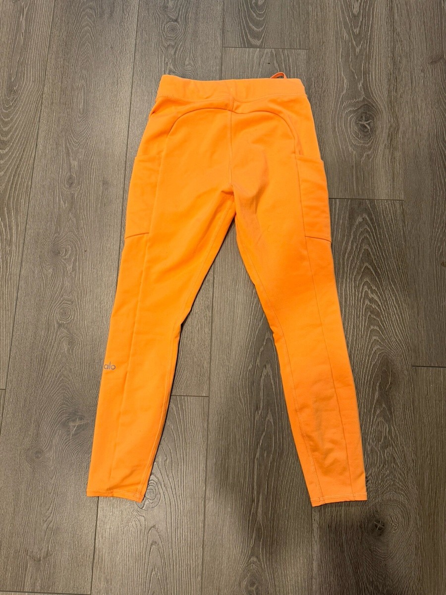 ALO YOGA Women's 7/8 CHECKPOINT Tie Front Leggings Neon Apricot